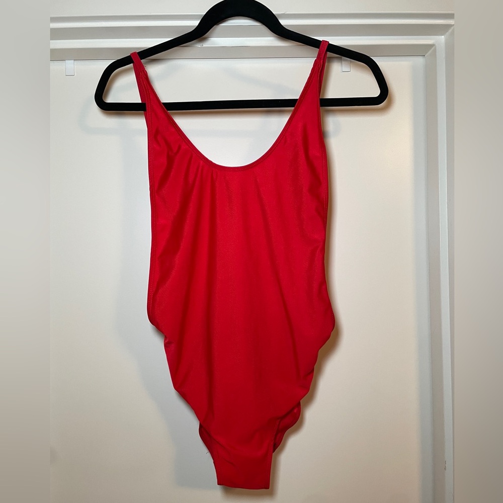 Low Back One Piece Red Bathing Suit Small Sexy